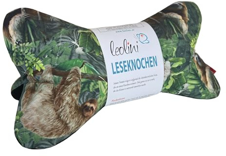 Leolini Leseknochen mit Namen personalisierbar Kissen Nackenkissen Faultiere Handarbeit aus Österreich