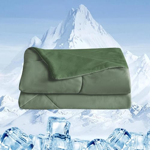 UNIKOME Kühldecke 200x220cm, Doppelseitige Sommerdecke Für Sommer, Leichte Kühlende Bettdecke Für Menschen, Kühldecken Zum Schlafen Cooling Blanket Waschbar, Öeko-Tex (Grün)