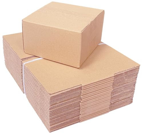 MyPack 50 Faltkartons 150 x 150 x 80 mm Braun (Außenmaß 155 x 155 x 90 mm) KK 05 1-wellig Versandkarton für kleine Waren DHL Päckchen S DPD XS GLS XS kleine Kartons