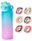 TETSMG Trinkflasche mit Geschmack, 720 ml Sport Trinkflasche mit Strohhalm, Pods in 6 Geschmacksrichtungen, Wasserflasche BPA Frei, Natürliches Fruchtaroma, 0 Zucker, 0 Kalorien, Farbverlauf (Blau)