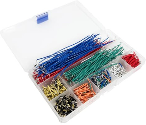 840 Stück Breadboard Jumper Wire Set, Elektronik Steckbrett Steckbrücken Drahtbrücken Set, 14 Verschiedene Längen von 2mm bis 125mm, Hochleitfähiges Kupfermaterial, Inklusive Kunststoff Sortierbox für