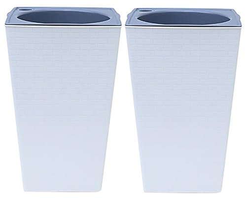 2 fioriere alte autoirriganti per interni ed esterni, vaso decorativo per giardinaggio e decorazione, piante grasse artificiali in vaso (A, taglia unica)