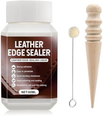 WEILAOK Leather Edge Paint, Leather Edge Sealer with Tools, 60ml | Transparent after Drying, Leather Sealant, leathers Deglaze Suitable for Edge Banding of Wallets, Bags, Shoes Other Products