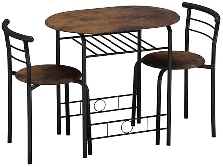 URBNLIVING 3-Piece Dining Table Set with 2 Chairs – Compact Kitchen & Breakfast Nook Furniture, Space-Saving Design for Small Apartments, Modern Style Dining Room Table Set Easy Assembly