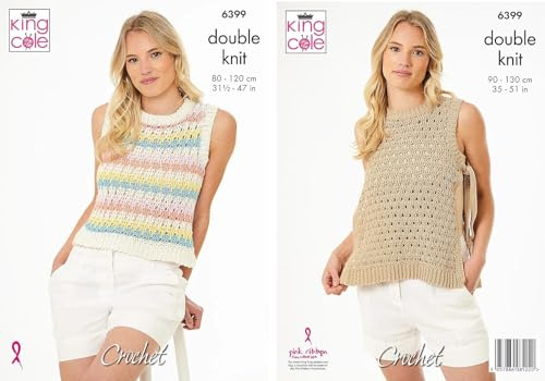 King Cole 6399 Crochet Pattern Double Knit DK Womens Sleeveless Tank Tops