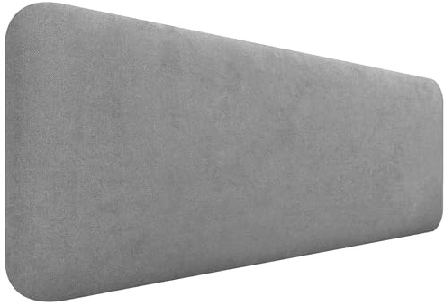 DHOME Gepolstertes Glattes Abgerundetes Kopfteil aus Aqualine-Stoff für Wand Akustik-Kopfteile Schalldämmend Kopfende Bett Schlafzimmer (Grau, 140cm)