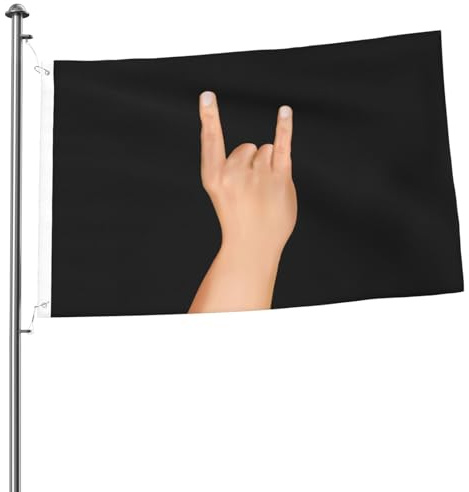Jardín Bandera Gestos De Rock Y Trompeta De Heavy Metal Banderas De Brisa Resistente A La Intemperie Divertido Banderas Con Ojal, Para Fiesta, Festival, Boda, 90x150cm