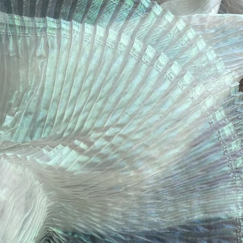 Vayliro Begradigte Ca. Länge 1m Meerjungfrau Plissee Stoff Breite 140 cm Kreativer Faltenstoff Dekostoff Bastelstoff Für DIY Hochzeit Bühnenhintergrund Fotostudios Modeprojekte,Weiß