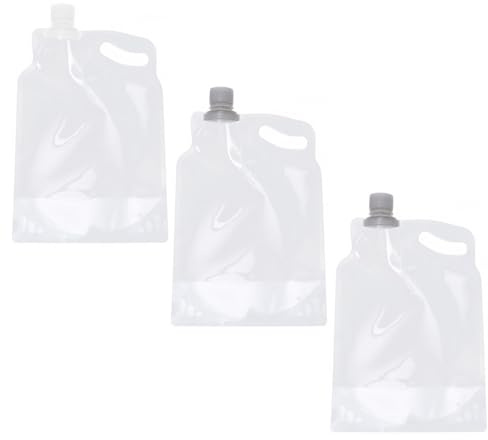 UTHCLO Lot de 3 Poches à Eau Pliables 2l en Polyéthylène Pichet à Eau Portable pour Camping et Randonnée Extérieur Compact Petit Goulot Pratique Couleur Aléatoire