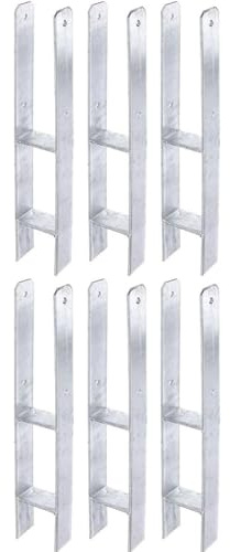 RBS24 Pfostenträger H Form | schwere Ausführung 5,6mm | Pfostenanker verzinkt | zum Einbetonieren | Länge 600mm | 91mm 6 Stück