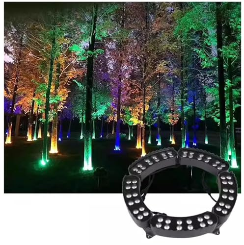 THEGA Luz Sujeción Árboles - Luces Paisaje, Iluminación Jardín Paisaje AC220V, Luces Iluminación Árboles Impermeables Exteriores IP65, Foco Aro Color Circundante Exteriores(Yellow,7PCS(84W))