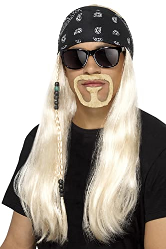 Smiffys Hard-Rocker-Set, Blond, mit Perücke, Kopftuch, Bart und Brille