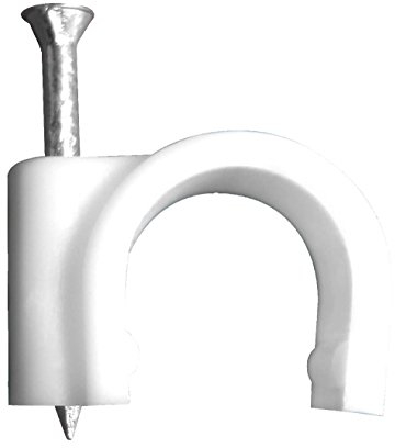 Zenitech - Pack de 20 Ganchos de Fijación Ø4mm - Clavos Especiales para Hormigón - Adecuado para Cables de TV y Conductos Eléctricos - Conforme a Normas CE - Blanco - Ø4mm