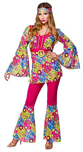 Wicked Costumes Damen Feelin Groovy Kostüm für 60er Jahre Mods Rockers Hippy Fancy Dress Damen Pink Large
