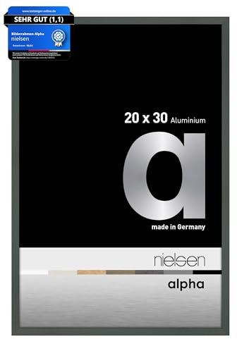 nielsen Bilderrahmen, 20 x 30 cm, Aluminium, Platin glanz, Fotorahmen zum Auftstellen und Aufhängen im Hoch- & Querformat, Echtglas, Alpha