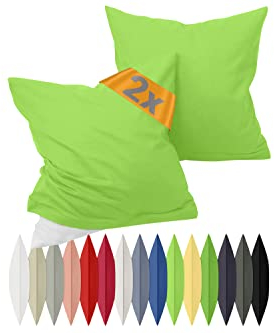 npluseins Renforcé-Kissenbezüge im Doppelpack - 100% Baumwolle - schlicht und edel 698.898, 40 x 80 cm, grün