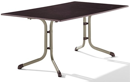 Sieger 1180-60 Boulevard-Klapptisch mit Puroplan-Platte 165 x 95 cm, Stahlrohrgestell champagner, Puroplan-Platte Schieferdekor mocca