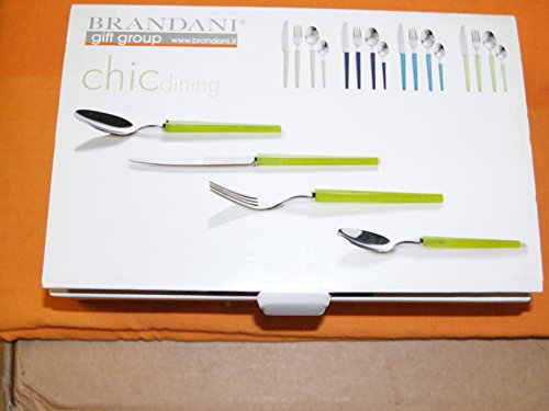 brandani 57647 set 24 pezzi posate inox 18/10 verde cm 24