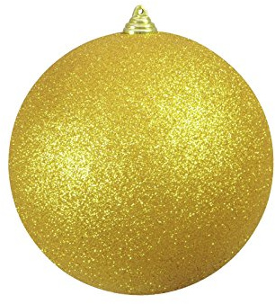 EUROPALMS Dekokugel 20cm, gold, glitzer | Dekokugel aus Kunststoff für Innendekoration