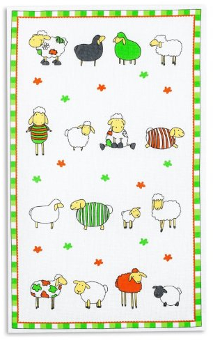 Triolino Geschirrtücher 4-er Pack Küchentücher Trockentücher 100% Baumwolle Farbe Bunte Schafe Grösse 45 cm x 70 cm