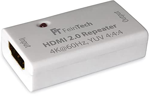FeinTech VMR00100 HDMI 2.0 Repeater Signal-Verstärker (UHD 4K 60 Hz, HDR), 50 m Reichweite, HDCP 2.2, weiß