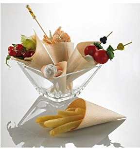 50 Kegel Kiefer Höhe 12 cm Crown Chef Fried Snacks Behälter Umweltfreundliche Einweg Finger Food 100% biologisch abbaubar Ø 5