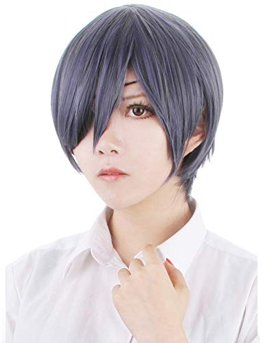 HOOLAZA Dunkelblaue Kurze Gerade Cosplay Perücke Schwarzer Butler Ciel Phantomhive Cosplay Perücke(EINWEG)