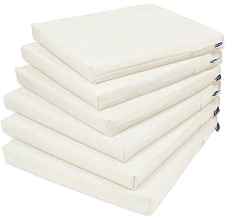 Rollmayer 6er Set Stuhlkissen Stuhlauflage Sitzkissen Sitzpolster Auflage für Stühle in Haus und Garten Kollektion Vivid (Ecru 2, 40x40x4cm)