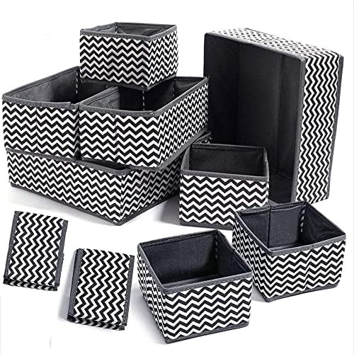 Evance 10 Stück offene Aufbewahrungsboxen aus Vliesstoff, Schublade aus Stoff, Aufbewahrungswürfel, faltbar, Truhe für BHs, Socken, Unterwäsche (10 Stück)
