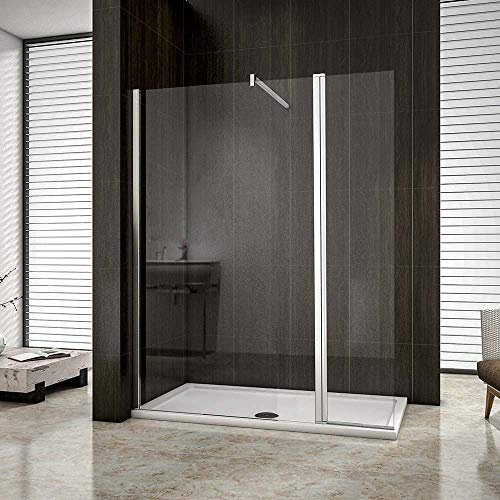 AICA paroi de douche pivotante 140x200cm+40x200cm paroi latérale à l'italienne avec un retour