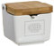 Deco Line Sucrier en céramique, Blanc avec Couvercle en Bois 8 cm