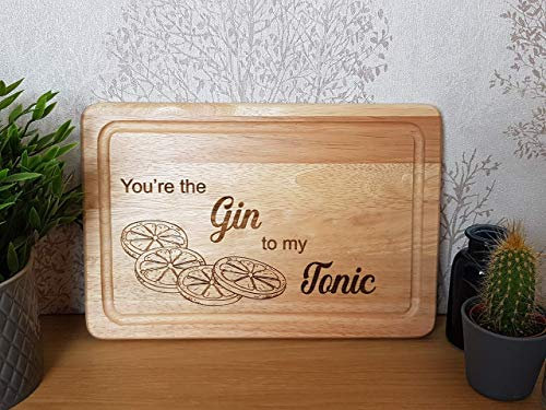 Gin and Tonic Gift, Personalised Chopping Board, Lemon G&T Design