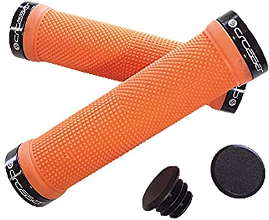 Crosser Bike Lenker Griffe, rutschfeste Gummi Fahrrad Griff Griff mit Aluminium Lock, Bike Handgriff für Scooter Cruiser Urban Bike Dreirad Rad Stuhl Mountain Bike Road Bike MTB BMX (Orange/Schwarz)