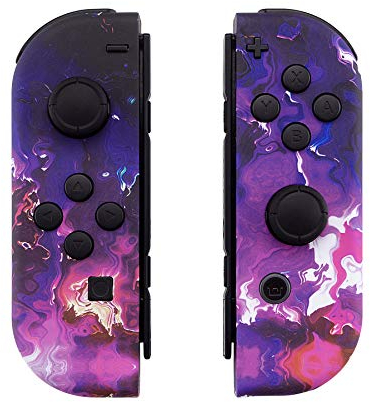 eXtremeRate Joycon Case & Buttons, DIY-Ersatz Gehäuse & Ersatzknöpfe Tasten, Grips Shell Hülle Umbau Set für Nintendo Switch/Switch OLED Joycon Controller-Surreale Lava [KEIN Joy Con]