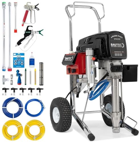 BAUTEC Airless-Gerät 384 » Farbsprühgerät mit Kolbenpumpe » auch für Spritzspachtel » Förderleistung bis 6,3 L/min, 4.000 Watt
