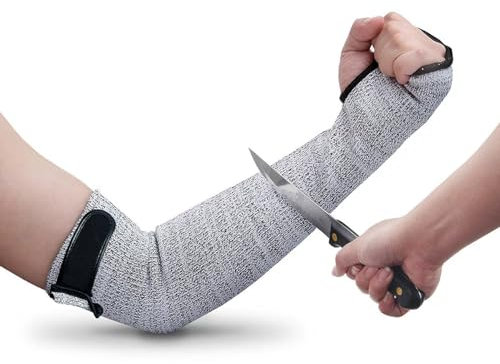 Arm Protection Sleeves Cut Resistant Arm Sleeves for Women Men with Thumb Slot - grey - 45 cm