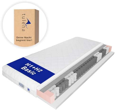 TULENA NOX Taschenfederkern Matratze 160x200 Federkernmatratze H1 + H2 Basic 18cm hoch Probeschlafen Rollmatratze Wendematratze