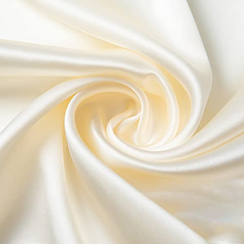 LPLND Mode Stoff aus Maulbeerseide Satin Stoff 1.14x1m Seide Stoff meterware Stoff Glanz Gewebe für Futterstoffe zum Schneidern, Nähen, Basteln(Color:Perlweiss)