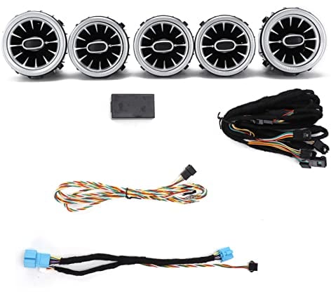 Dioche W205 Turbo Air Vent, 5pcs 64 Farben Front Ambientebeleuchtung LED Turbine Air Vent Umgebungslicht Kit Ersatz für C GLC-Klasse W205 2019-2021