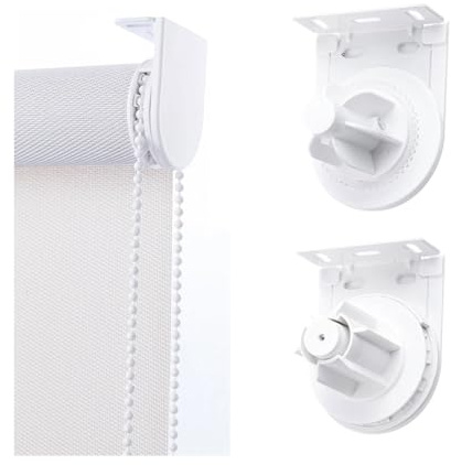 28 mm Rollladenkupplungshalterungs-Reparatursatz mit Metallhalterungen und Perlenkettenschirm, Hardware-Zubehör, Ersatzteile, Rollo-Klemmtuch (weiß)
