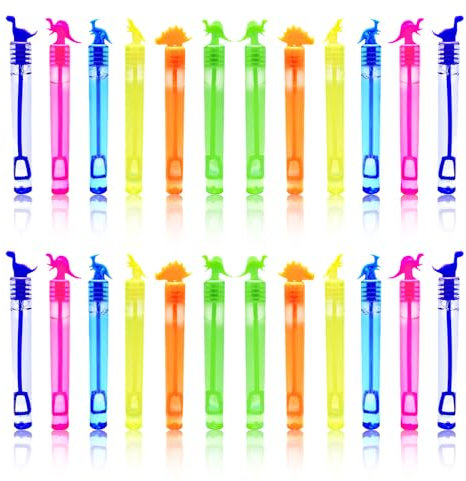Ram© 20 Packs Mini Bubbles Dinosaur Bubbles With Bubble Wand Bottles Birthday Party Fillers Bubble Solution Blowers For Kids Party 5ML