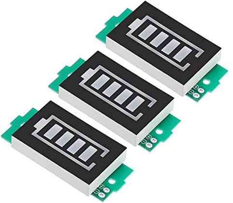 PATIKIL DC 12.6V Litio Batería Nivel Indicador, 3 Paquete 4 Secciones LED Pantalla Capacidad Módulo para Eléctrico Coche Batería Prueba, Azul Luz