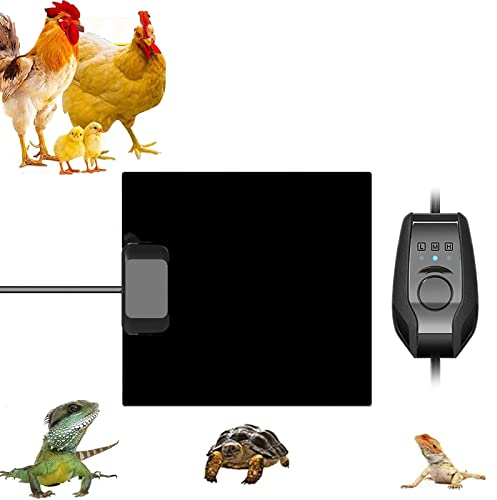QCLUEU Coussin Chauffant pour Reptiles à écran Plat, Chauffage pour poulailler avec 3 Vitesses, température réglable, Protection Contre l'arrêt Automatique, Chauffage pour Poulet à Chaleur radiante