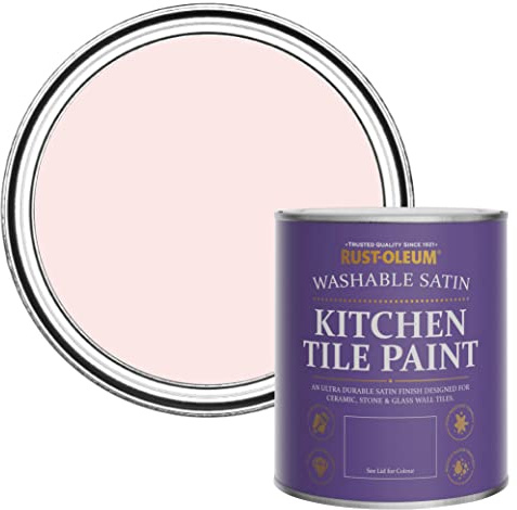 Rust-Oleum Pink water resistant Kitchen Tile Paint in Satin Finish - Strawberry Vanilla 750ml