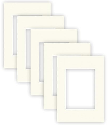 nielsen Conservation Passepartout Karton 2,2 mm | 5er Set | Außenformat 21x29,7 cm (DIN A4) für Bildformat 13x18 cm | Cremeweiß | strukturierte Oberfläche