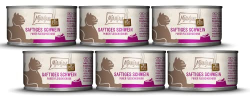 MjAMjAM - Premium Nassfutter für Katzen - Purer Fleischgenuss saftiges Schwein pur, 6er Pack (6 x 100 g), getreidefrei mit extra viel Fleisch