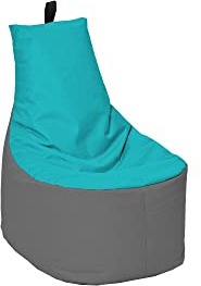 MILLINDABAG Modern Sitzsack für Kinder und Erwachsene Sessel Kissen In & Outdoor Gaminggeignet & bereits gefüllt Sitzkissen Bodenkissen (Anthrazit - Türkis, XXL - Durchmesser 78 cm ohne Hocker)