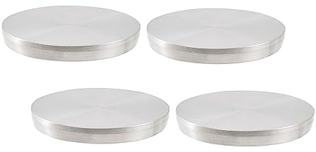 camar Adapterscheibe Glasplatten Adapter für Tischbeine zylindrisch 80mm, Edelstahl 4 Stück