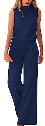 Jumpsuit Damen Elegant Sommer Hosenanzug,Jumpsuit Für Kurvige Frauen,Jumpsuit Damen Gr 48,Hemdblusenkleid Blau,Arbeitshosen Für Frauen,Jumpsuit Mit Haremshose,Eleganten Jumpsuit