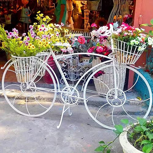 NOWLIN Portafiori per Biciclette Balcone in Ferro battuto Cortile Vaso da Fiori da Giardino a Tutta Altezza Cornice per Fiori da Giardinaggio Adatto per balconi da Giardino (White)